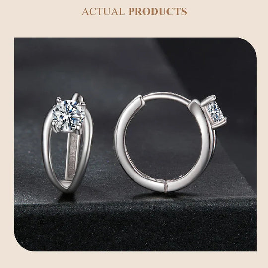 0.3CT Moissanite Double Layer Huggie Hoop Earrings D Color VVS1 Round Cut