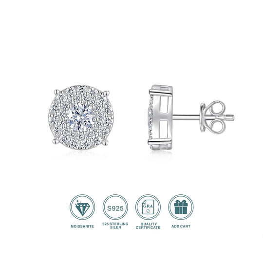 0.5Ct Moissanite Stud Earrings 925 Sterling Silver 18K Gold Plated Hypoallergenic