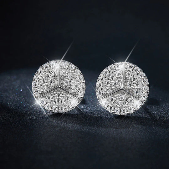 0.8ct Round Star Cut Moissanite D Color Halo Rhodium 925 Sterling Silver Studs