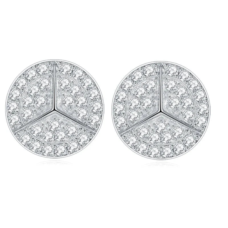 0.8ct Round Star Cut Moissanite D Color Halo Rhodium 925 Sterling Silver Studs