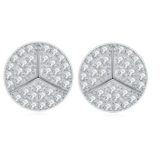 0.8ct Round Star Cut Moissanite D Color Halo Rhodium 925 Sterling Silver Studs