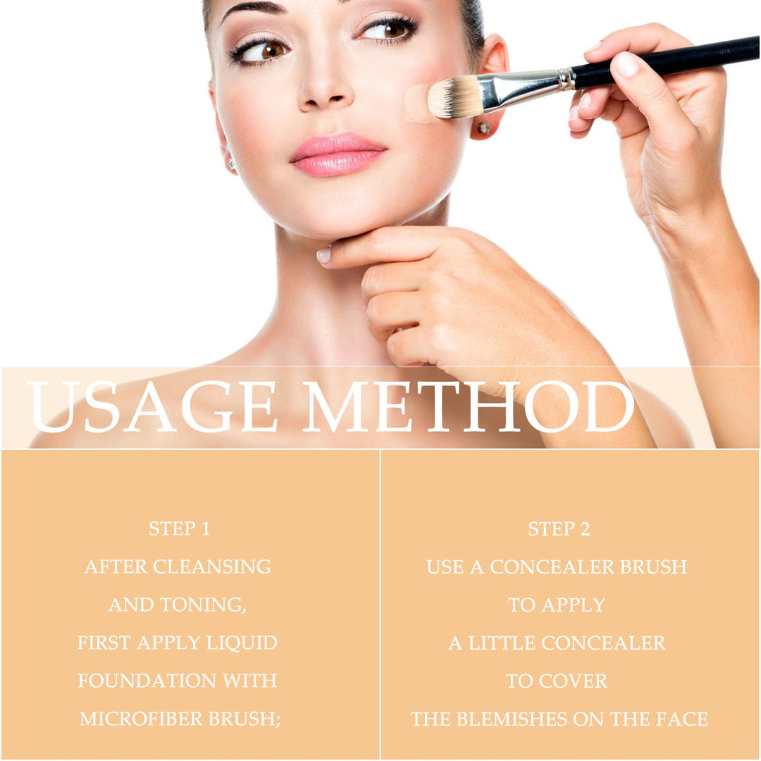 2 In 1 Foundation + Concealer, Blemish Print Natural Concealer Long-Lasting Makeup Invisible Pore Concealer