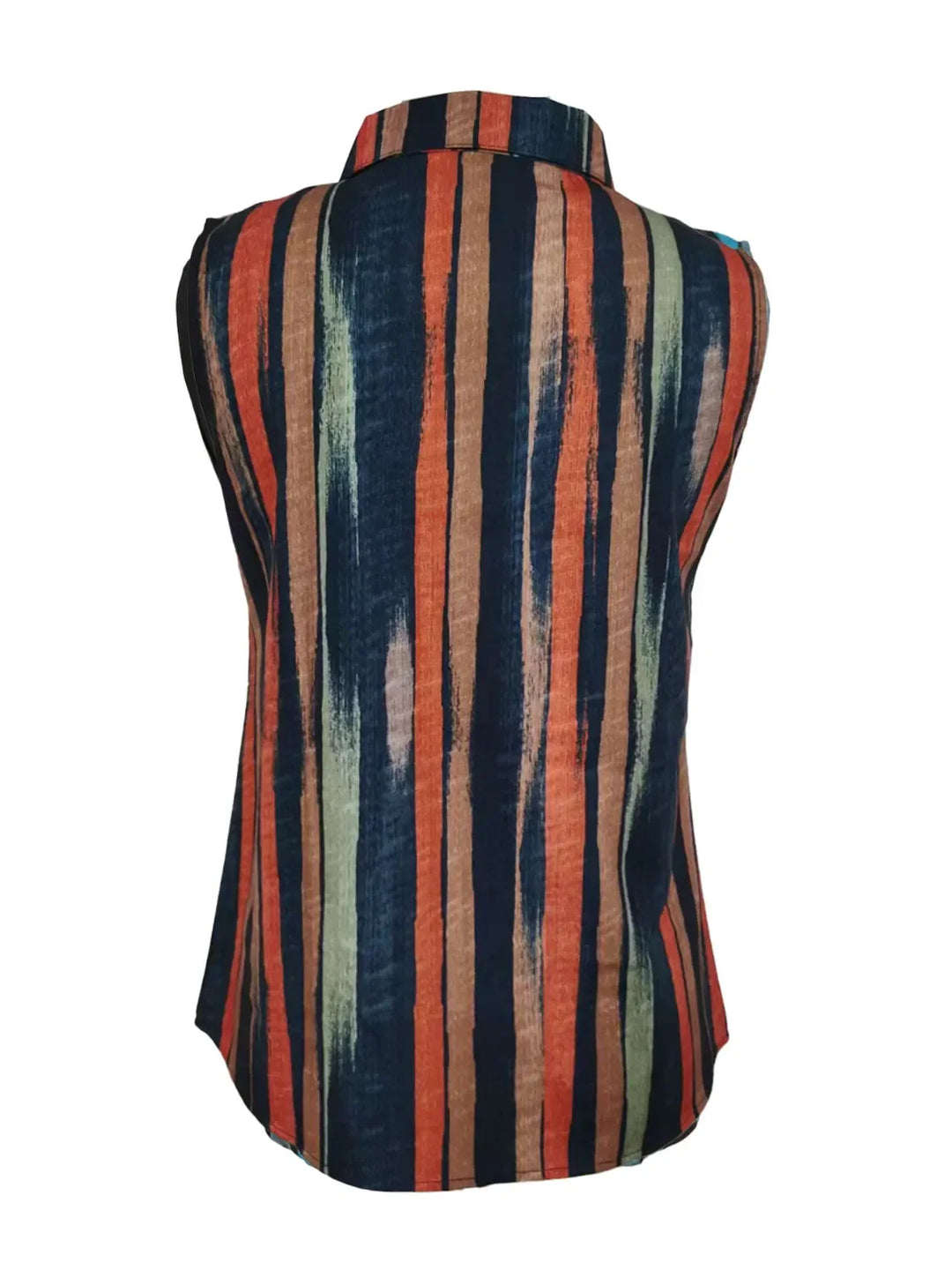 Button Detail Striped Sleeveless Shirt