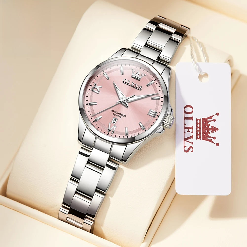 Women's Stainless Steel Watch Lavender Dial Calendar