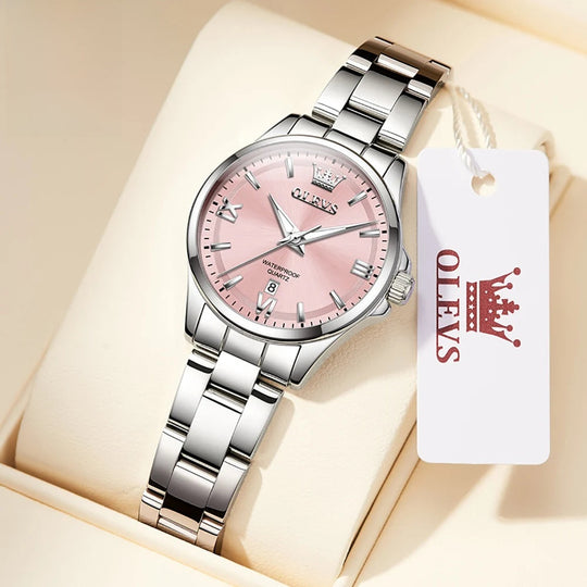 Women's Stainless Steel Watch Lavender Dial Calendar