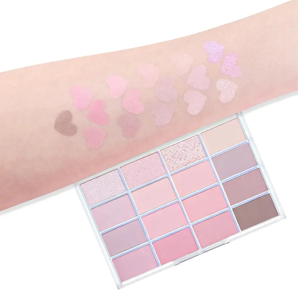 16-Color Matte Eyeshadow Palette – Pink Nude Taupe Basics, Waterproof & Ultra-Blendable