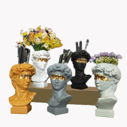 David Makeup Brush Pen Holder Storage Box Succulent Flower Jar