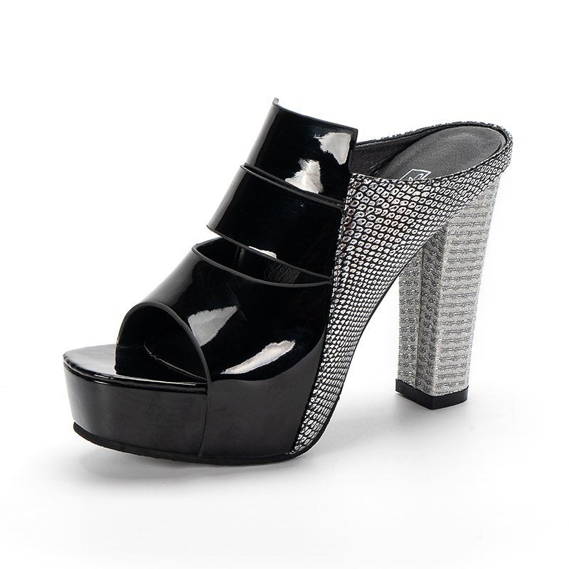 Fish Mouth Thick Heels Wear High Heels