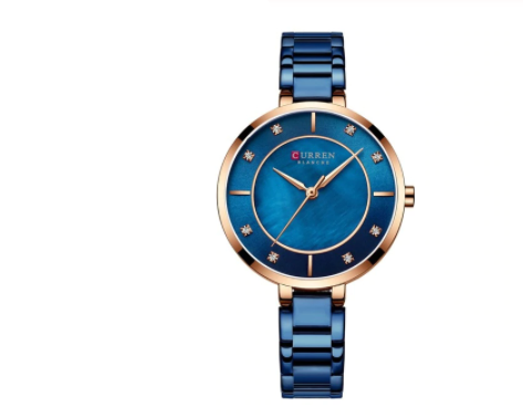Women's Blue Dial Slim Everyday Lightweight Splash Watch