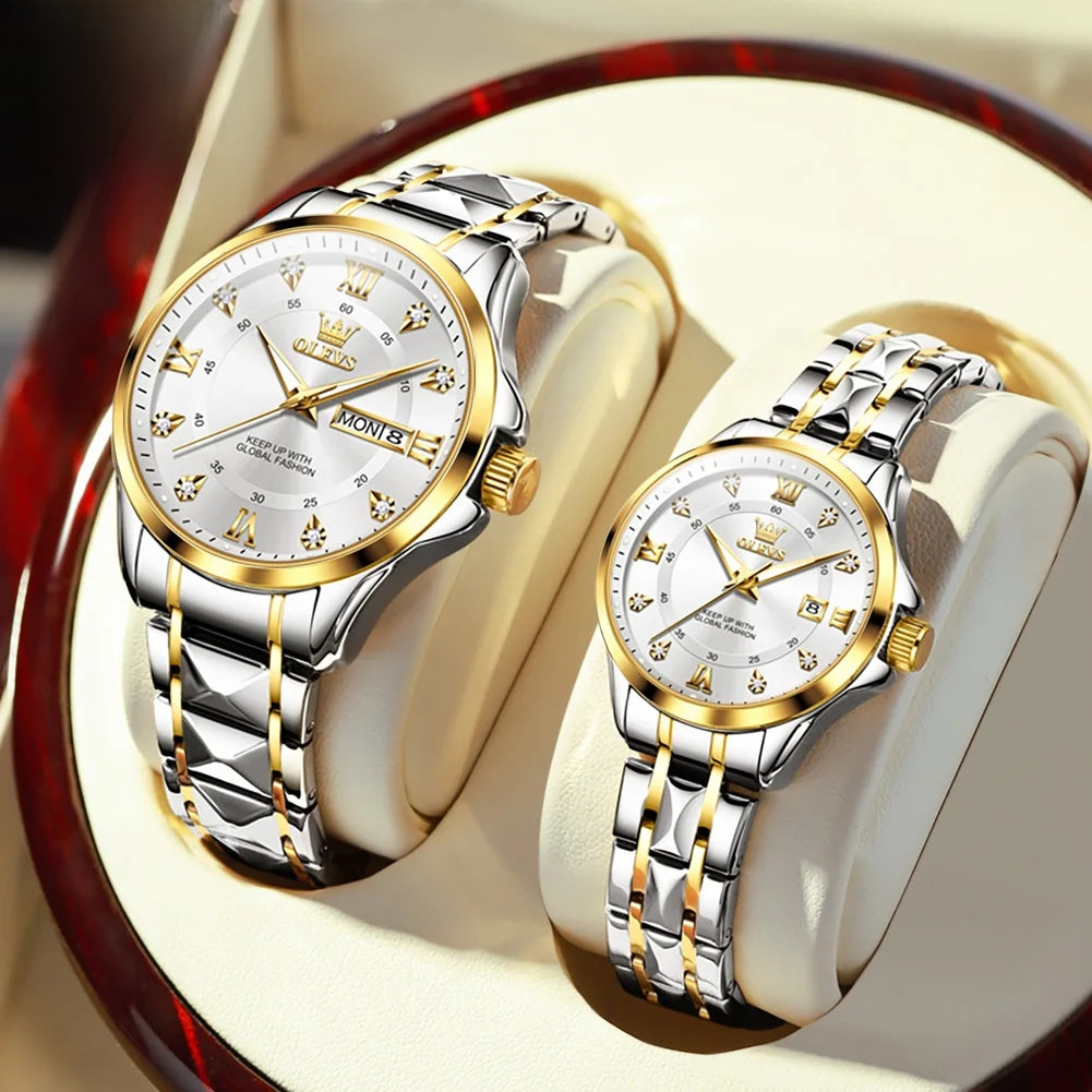 Women's Gold Stainless Steel Slim Luminous Waterproof Watch