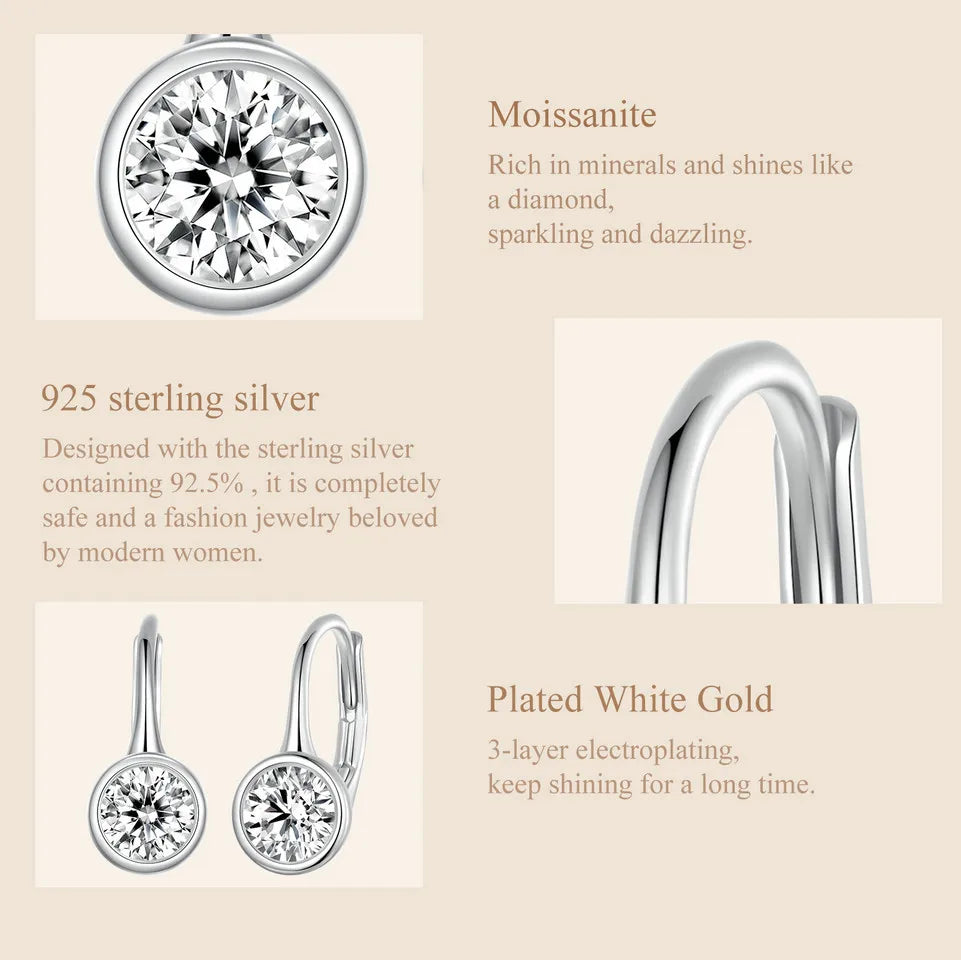 1CT Moissanite Drop Dangle Earrings 925 Sterling Silver Wedding Bridal Gift