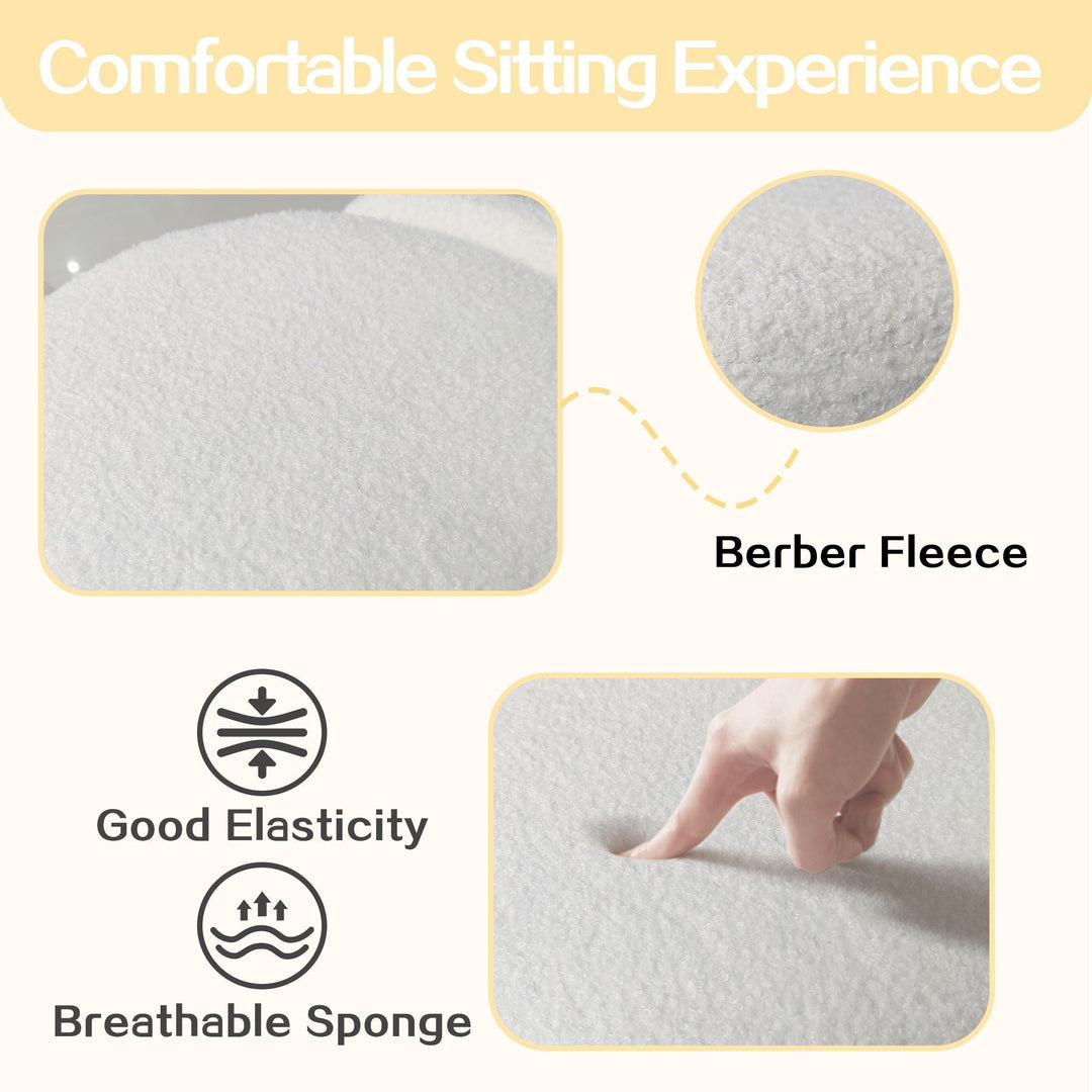 1pc 19.69"Faux Fur Pouf Ottoman Modern Boucle Upholstered With Storage, Multifunctional Upholstered Vanity Chairs For Makeup, Soft Padded Seat With Removable Lid