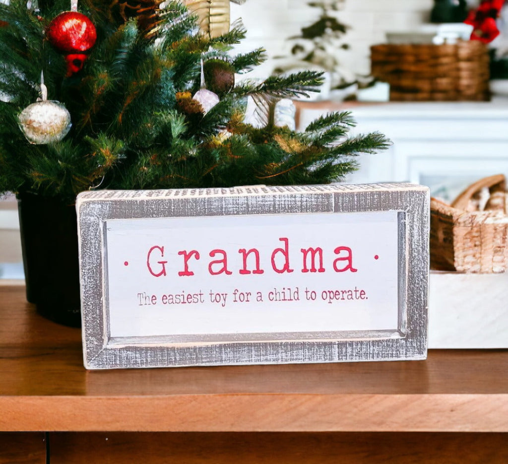 Funny Grandma Sign Wood Framed Wall Decor Christmas Gift Grandma The Easiest Toy To Operate