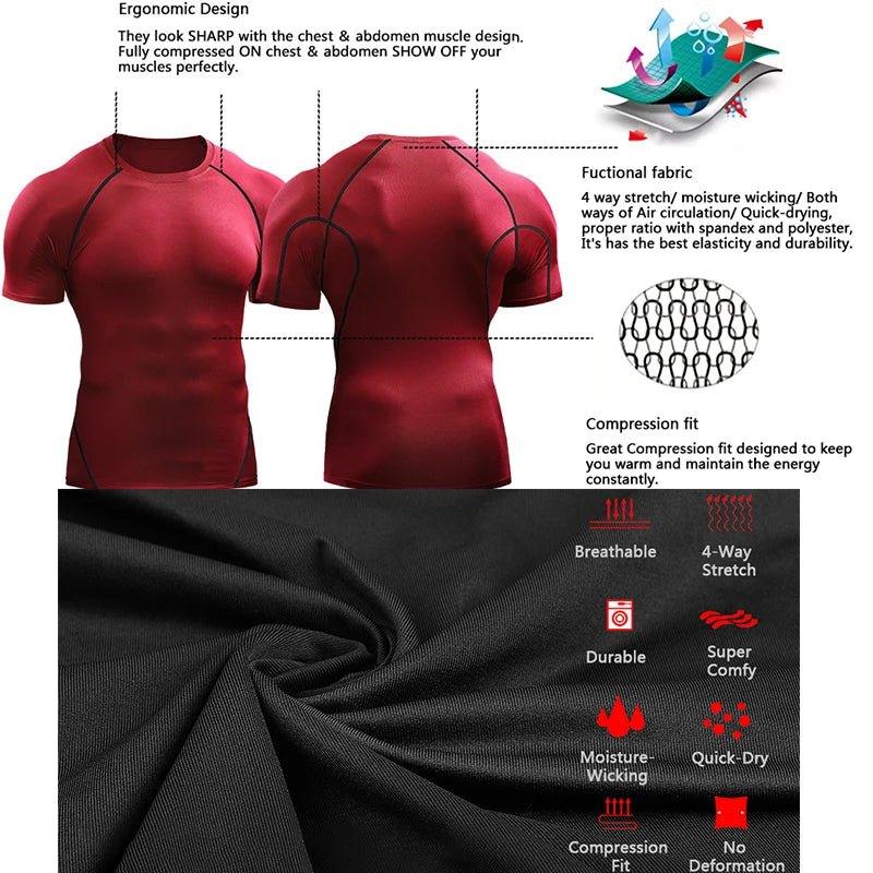 2025 Compression T Shirt Men Summer Sportswear Running T-shirt Elastic Quick Dry Sport Tops Tee Athletic Gym Workout Shirts Men