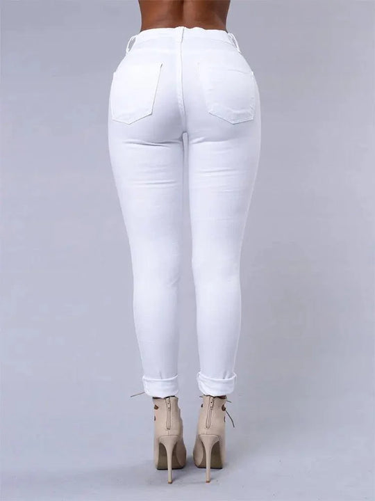 2025 Women's Stretch Skinny Ripped Hole Washed Denim Jeans Female High Waist Pencil Y2k Pants Jeans Ladies Casual Trousers Pants