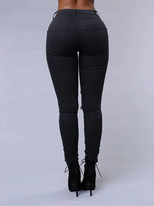 2025 Women's Stretch Skinny Ripped Hole Washed Denim Jeans Female High Waist Pencil Y2k Pants Jeans Ladies Casual Trousers Pants
