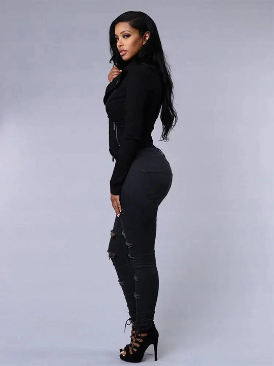 2025 Women's Stretch Skinny Ripped Hole Washed Denim Jeans Female High Waist Pencil Y2k Pants Jeans Ladies Casual Trousers Pants