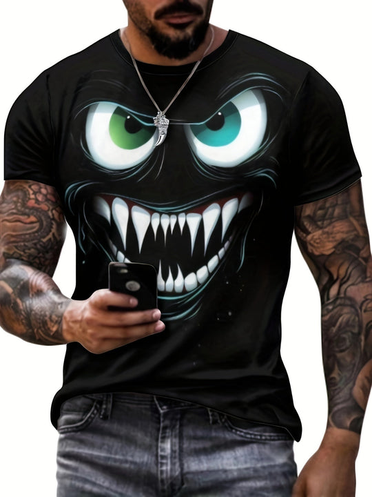 3D Evil Smile T-Shirt for Men – Streetwear Graphic Short Sleeve Tee