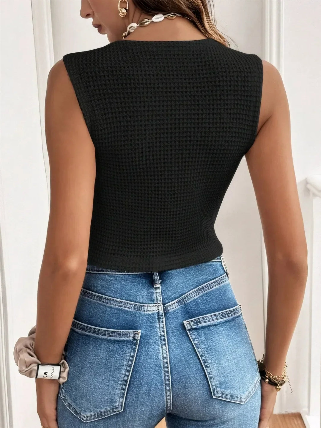 Button Up V-Neck Vest