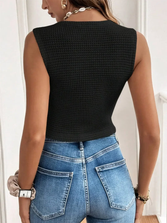 Button Up V-Neck Vest