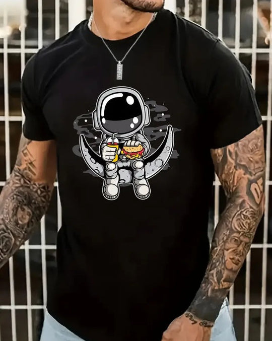 Cartoon Astronaut T-Shirt for Men – Casual Summer Streetwear Tee