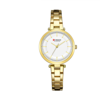Women's Gold Stainless Bracelet Watch Slim Minimal Quartz