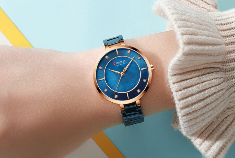 Women's Blue Dial Slim Everyday Lightweight Splash Watch