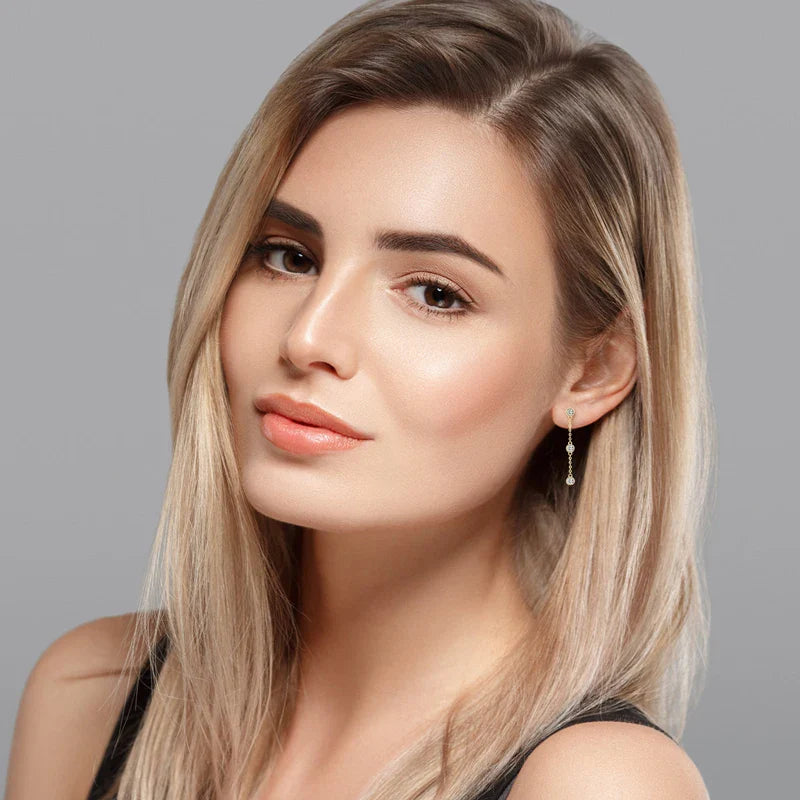 3mm VVS1 Moissanite Long Drop Tassel Earrings 925 Silver Bezel Set Dangle