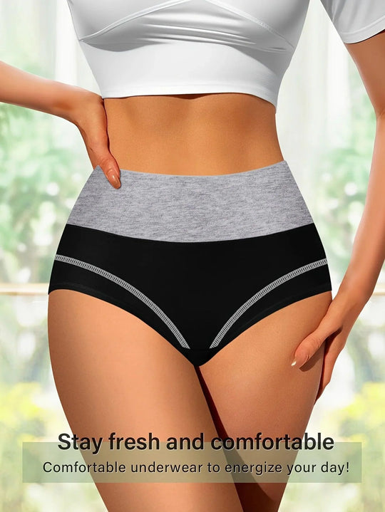 4 pcs High Waisted Tummy Tightening Women's Panties Fashionable Breathable Comfortable Shape Triangle Pants for Women