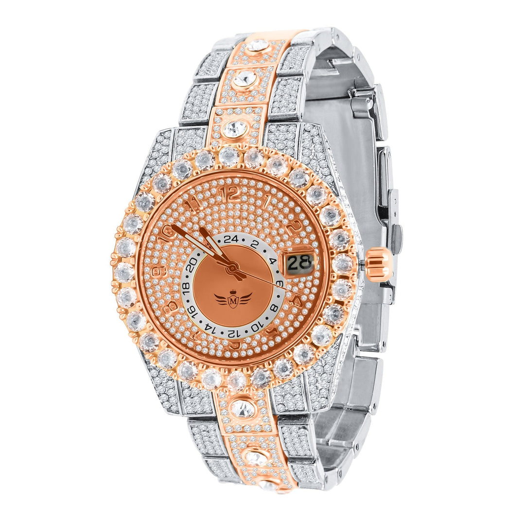 40MM CZ Iced Out Hip Hop Alloy Watch With Pave Dial