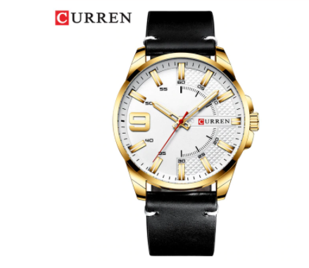 47mm Peach Leather Watch Gold Tone Case Large Classic Dial