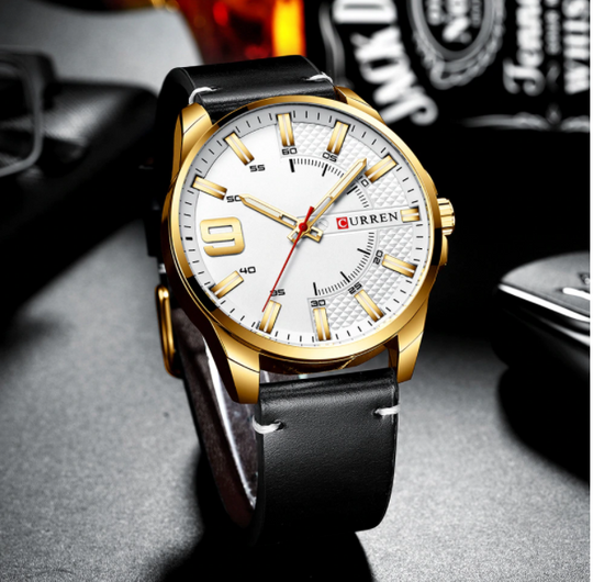 47mm Peach Leather Watch Gold Tone Case Large Classic Dial