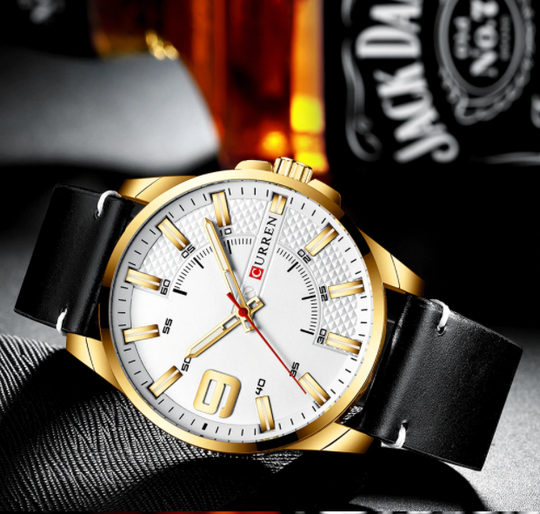 47mm Peach Leather Watch Gold Tone Case Large Classic Dial