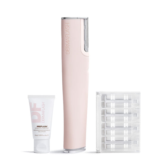 DERMAFLASH LUXE+ Sonic Dermaplaning Tool for Face Peach Fuzz Removal, Anti-Aging and Exfoliation, Icy Pink