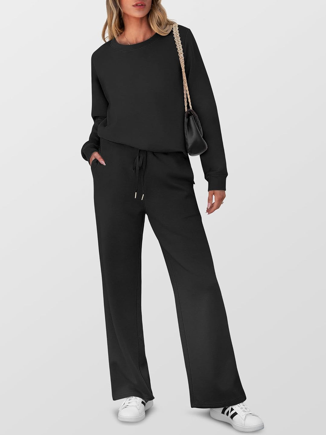 ANRABESS Women's 2 Piece Lounge Sets Casual Travel Outfits Wide Leg Tracksuit Sweatsuits Matching Set 2025 Fall Clothes