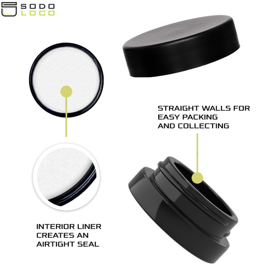(90 Pack) 7ml Low Profile Thick Black Glass Jars with Black Lids - Airtight Containers for Oil, Lip Balm, Wax, Cosmetics