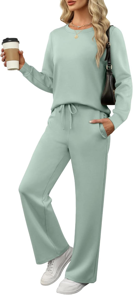 ANRABESS Women's 2 Piece Lounge Sets Casual Travel Outfits Wide Leg Tracksuit Sweatsuits Matching Set 2025 Fall Clothes