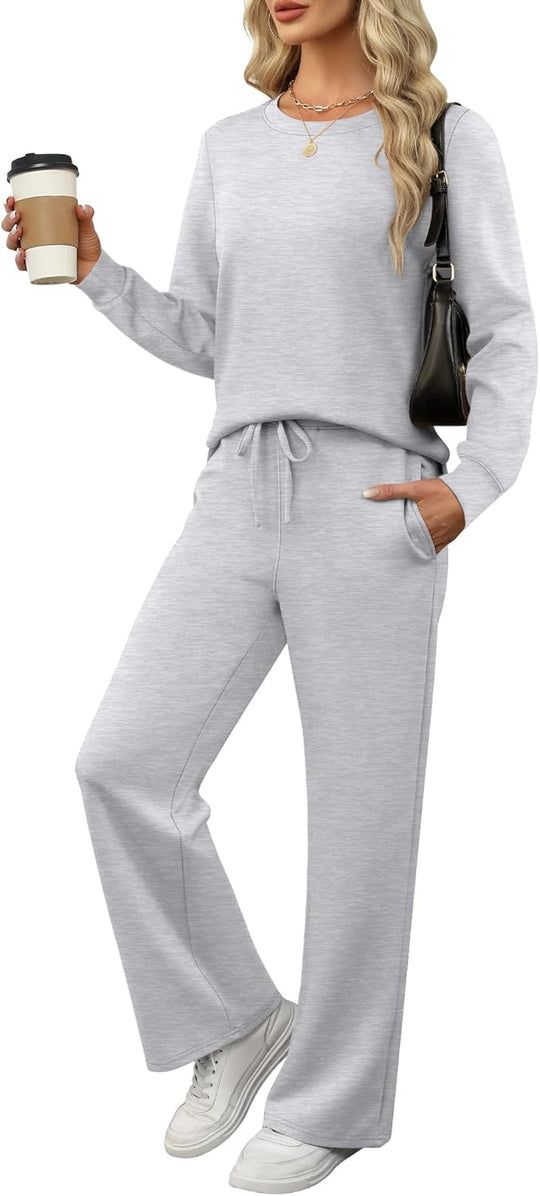 ANRABESS Women's 2 Piece Lounge Sets Casual Travel Outfits Wide Leg Tracksuit Sweatsuits Matching Set 2025 Fall Clothes