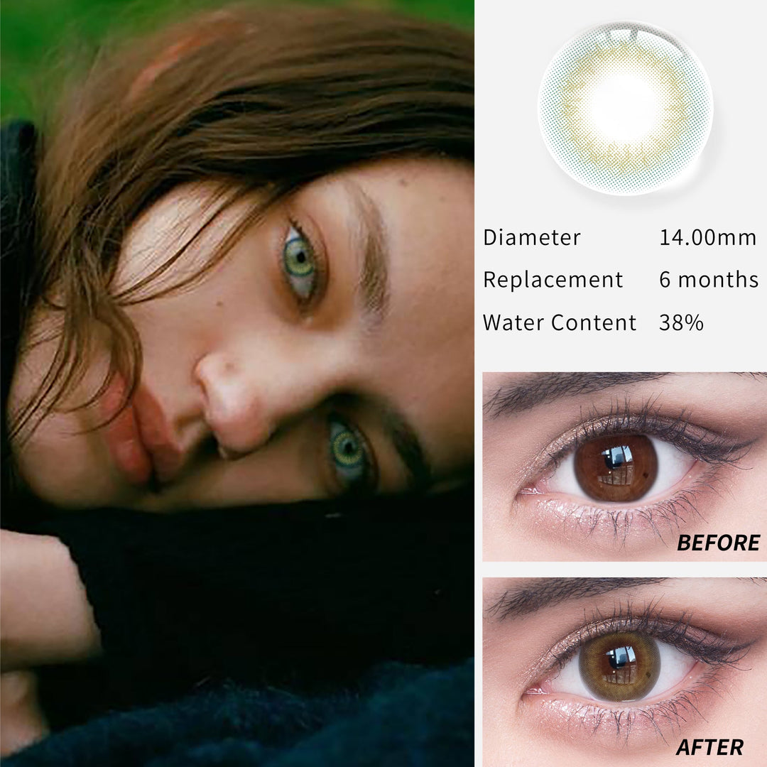 1pcs CE  Certificate Colored Contact Lenses For Eyes Natural Color Lenses Women Men Makeup Accessories with Contact Lens Case Gift Green