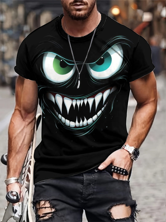 3D Evil Smile T-Shirt for Men – Streetwear Graphic Short Sleeve Tee