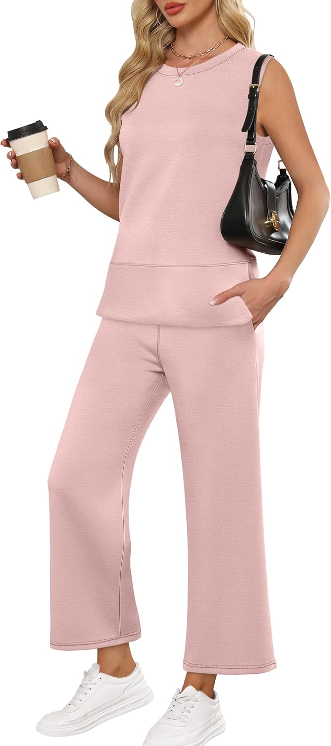 ANRABESS Women's 2 Piece Outfits 2025 Summer Beach Vacation Clothes Fall Travel Casual Lounge Matching Sets Sweatsuits