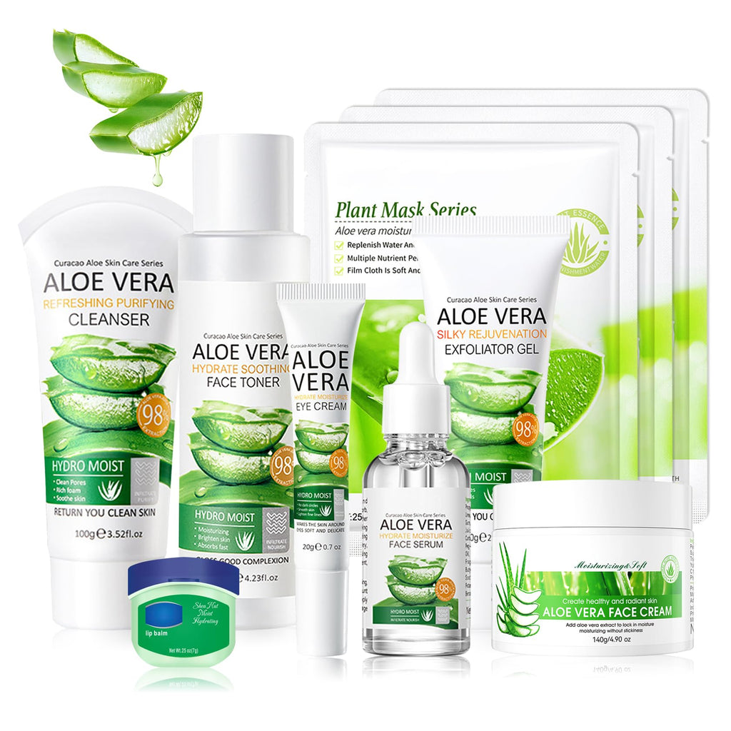 11PCS Turmeric Skincare Set, Skin Care Set with Turmeric Face Wash, Eye Cream, Toner, Facial Cream, Face Serum, Moisturizing Tinted Lip Balm, Under Eye Patches Set with 3 Honey Facial Masks