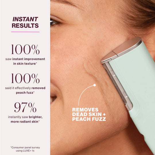 DERMAFLASH LUXE+ Sonic Dermaplaning Tool for Face Peach Fuzz Removal, Anti-Aging & Exfoliation, Seafoam