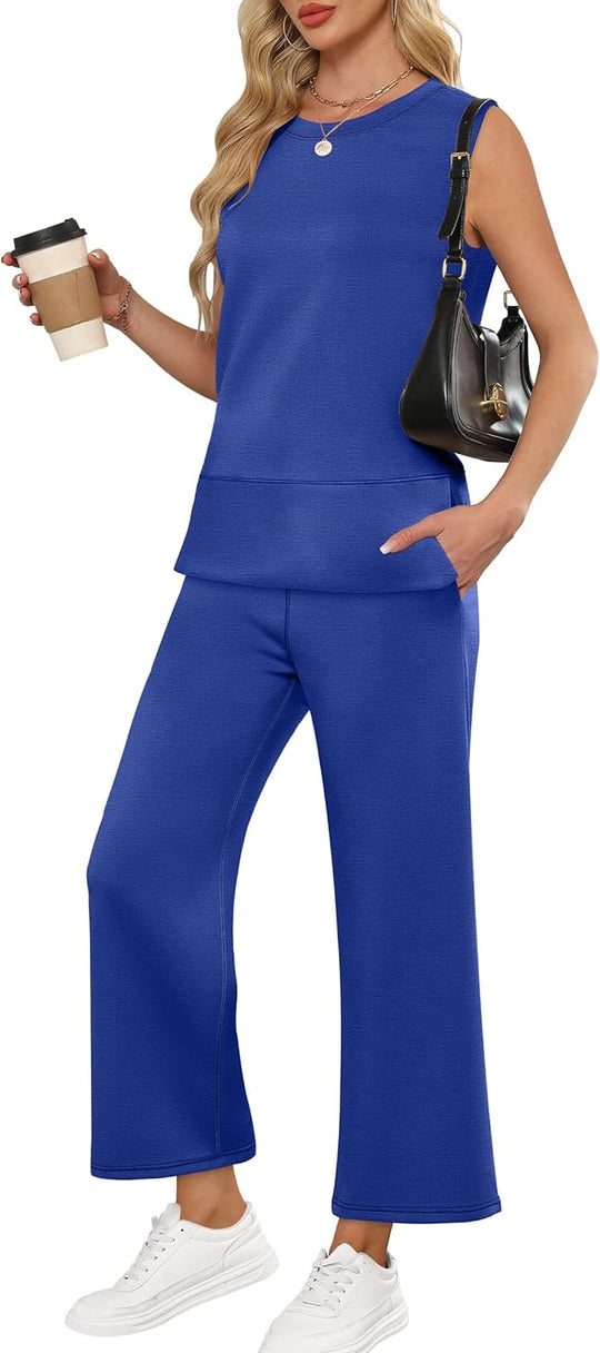 ANRABESS Women's 2 Piece Outfits 2025 Summer Beach Vacation Clothes Fall Travel Casual Lounge Matching Sets Sweatsuits