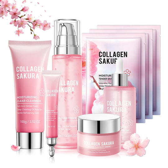 11PCS Turmeric Skincare Set, Skin Care Set with Turmeric Face Wash, Eye Cream, Toner, Facial Cream, Face Serum, Moisturizing Tinted Lip Balm, Under Eye Patches Set with 3 Honey Facial Masks