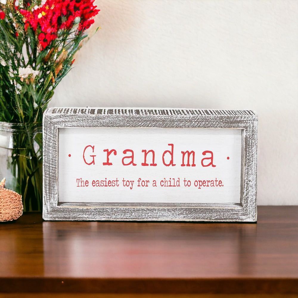 Funny Grandma Sign Wood Framed Wall Decor Christmas Gift Grandma The Easiest Toy To Operate