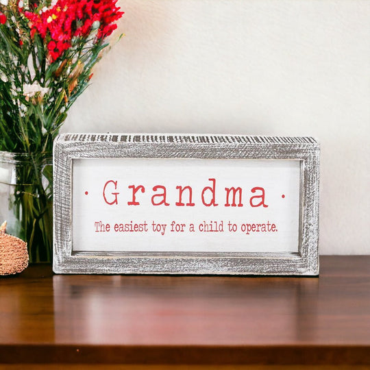 Funny Grandma Sign Wood Framed Wall Decor Christmas Gift Grandma The Easiest Toy To Operate