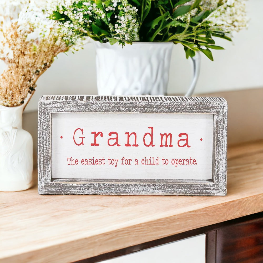 Funny Grandma Sign Wood Framed Wall Decor Christmas Gift Grandma The Easiest Toy To Operate