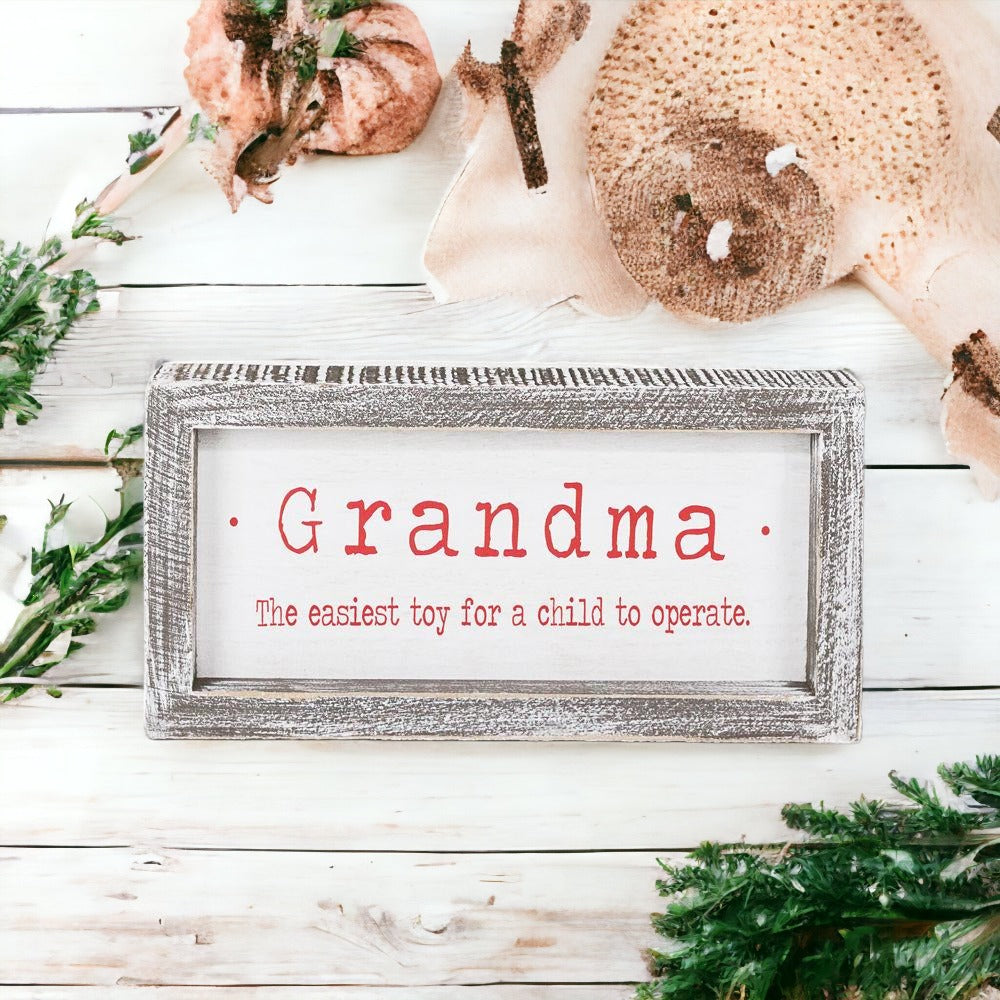 Funny Grandma Sign Wood Framed Wall Decor Christmas Gift Grandma The Easiest Toy To Operate