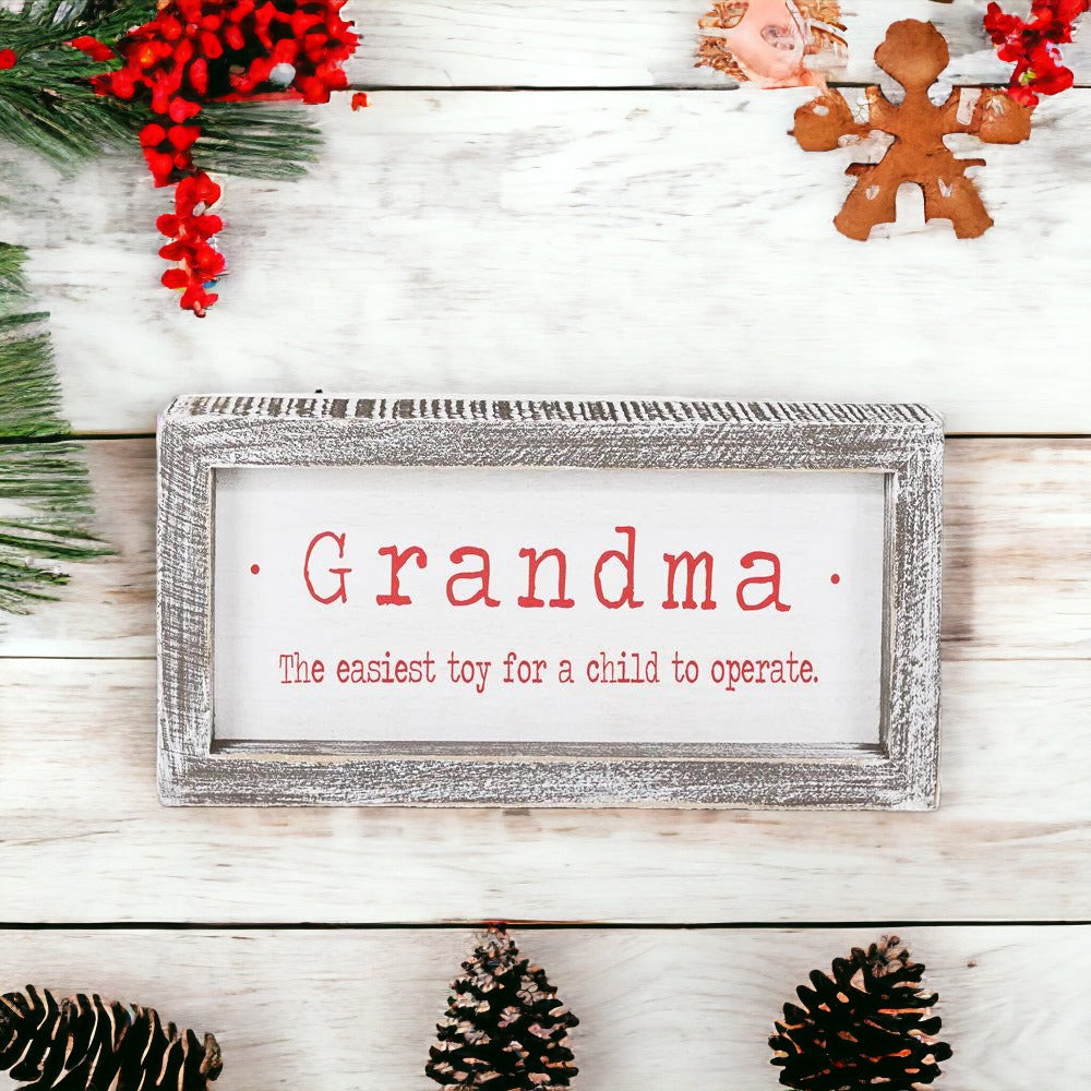 Funny Grandma Sign Wood Framed Wall Decor Christmas Gift Grandma The Easiest Toy To Operate